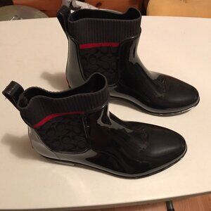Coach Ankle Rain Boots Black/Red